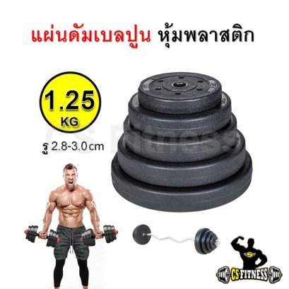 แผ่นดัมเบลพลาสติก 1.25 Kg **แผ่นปูนซีเมนต์** – ราคาต่อ 1 แผ่น
