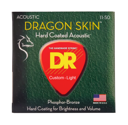 DR Strings DSA-11 Dragon-Skin Phosphor Bronze Coated Acoustic Guitar Strings - .011-.050 Medium Light