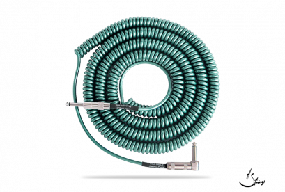 Lava Cable Retro Coil 20 ft Straight to Right Angle Metallic Green