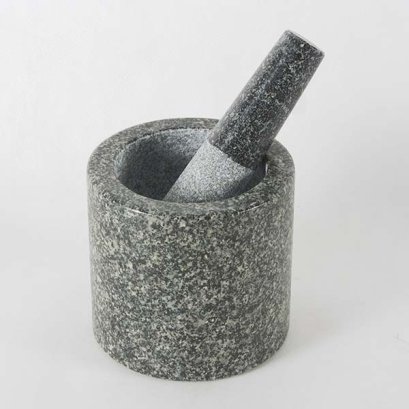 Cylindrical stone mortar with pestle 5&quot;
