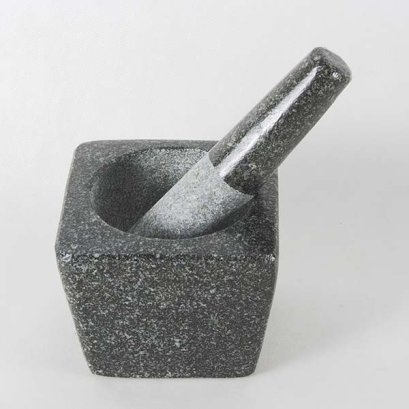 Square stone mortar with pestle 5&quot;x5&quot;