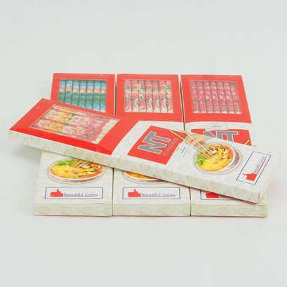 ตะเกียบไม้ลายดอกไม้ 24 ซม.