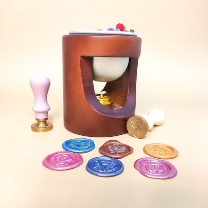 เตาหลอมครั่ง สวยหรู วินเทจสุดๆ - ตัวใหญ่ (เตาหลอมขี้ผึ้ง ฐานไม้สำหรับละลายครั่ง)