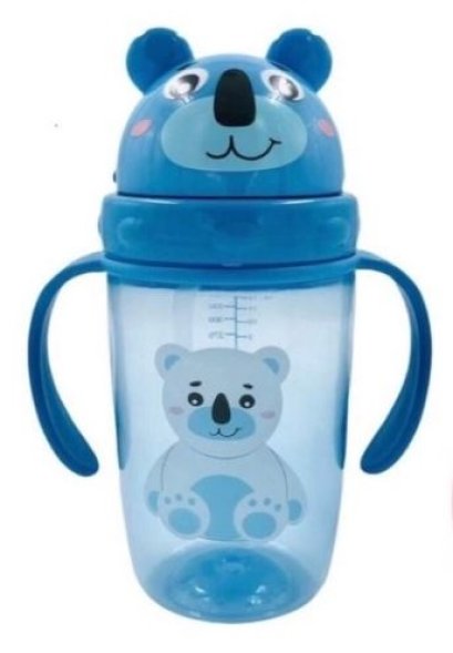 แก้วน้ำเด็ก แก้วหัดดูด ขวดน้ำเด็ก ขนาด 12ออนซ์ (สีฟ้า)