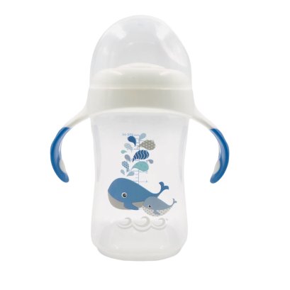 ขวดนมหัดดื่ม 2 step ขวดนมคอกว้าง ขนาด 8ออนซ์ (สีฟ้า)