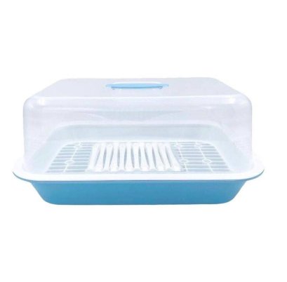 ที่คว่ำขวดนม 12ก้าน ที่คว่ำแก้ว ที่คว่ำจาน พร้อมฝาปิด (สีฟ้า)