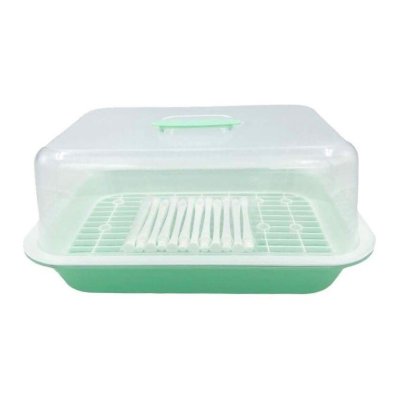 ที่คว่ำขวดนม 12ก้าน ที่คว่ำแก้ว ที่คว่ำจาน พร้อมฝาปิด (สีเขียวมิ้นท์)