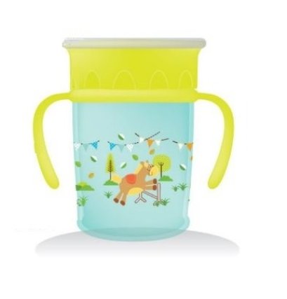 แก้วหัดดื่ม 360 องศา แก้วน้ำเด็ก แก้วน้ำกันสำลัก ขนาด 9ออนซ์ (สีเขียว)