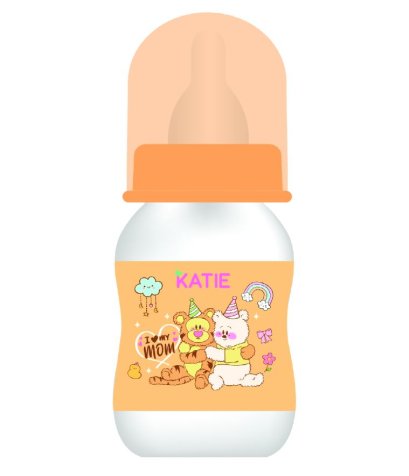 ขวดนมคอแคบ ขนาด 4ออนซ์ จุก S ไม่ดูดไม่ไหล (สีส้ม)