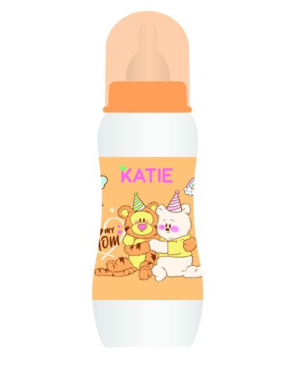 ขวดนมคอแคบ ขนาด 8ออนซ์ จุก X ไม่ดูดไม่ไหล (สีส้ม)