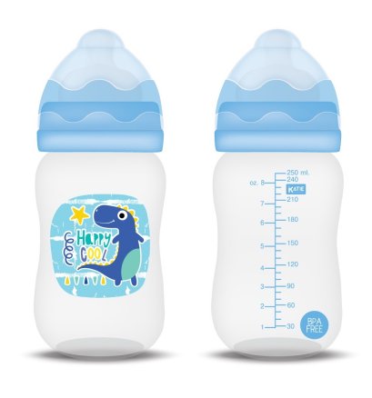 ขวดนม Tritan​ Premium รุ่นคอกว้าง  ขนาด 8 ออนซ์ (สีฟ้า)