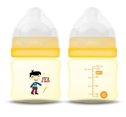 ขวดนมสีชา Tritan​ Premium รุ่นคอกว้าง  ขนาด 4 ออนซ์ (สีส้ม)