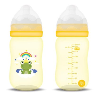 ขวดนมสีชา Tritan​ Premium รุ่นคอกว้าง  ขนาด 8 ออนซ์ (สีส้ม)