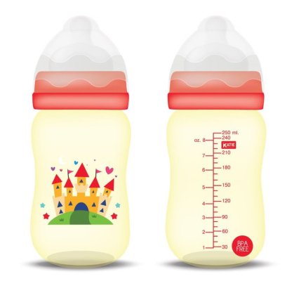 ขวดนมสีชา Tritan​ Premium รุ่นคอกว้าง  ขนาด 8 ออนซ์ (สีแดง)