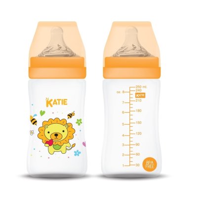 ขวดนม PP รุ่นคอกว้าง ขนาด 8 ออนซ์ (สีส้ม)