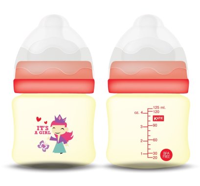 ขวดนมสีชา Tritan​ Premium รุ่นคอกว้าง  ขนาด 4 ออนซ์ (สีแดง)