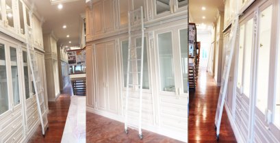 บันไดรางเลื่อนหยิบของชั้นวางหนังสือห้องสมุดรางโค้งได้ บริษัท Master Plan 8 ชุด 089-1468234,083-0687677