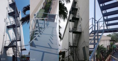 บันไดหนีไฟนอกอาคารมีลูกตั้งลูกนอน