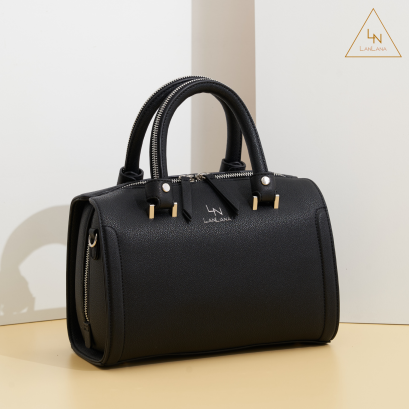 Black square crossbody bag with gold NICOL applications | OLIVIA SHOES