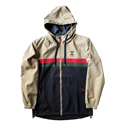 Zip Through Shell Tan Red Green