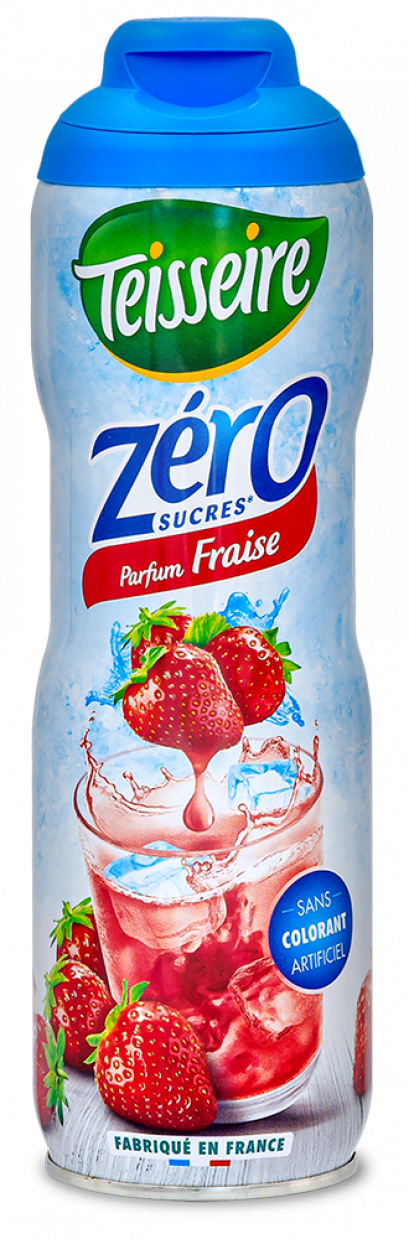 Teisseire Strawberry 0% sugar Syrup 60cl / ไซรัป เตสแซร์ กลิ่นสตอเบอร์รี่ สูตรไม่มีน้ำตาล