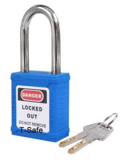 TS-K3-B Safety Padlock แม่กุญแจนิรภัย สีน้ำเงิน ยี่ห้อ T-Safe ขนาด 38 mm.