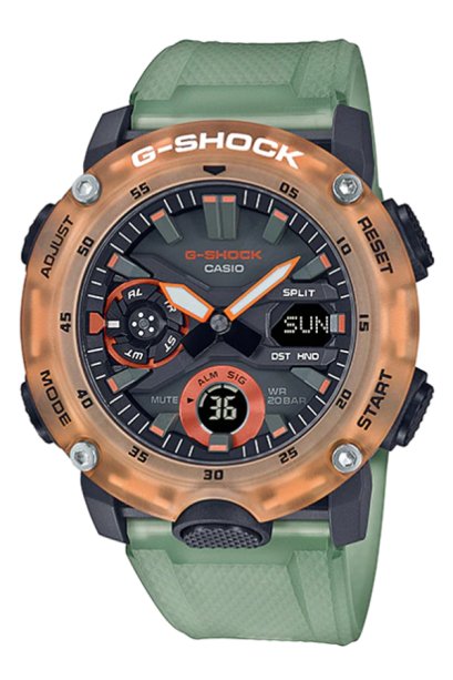 Casio G-Shock นาฬิกาข้อมือผู้ชาย สายเรซิ่น รุ่น GA-2000HC-3A - สีเขียวโปร่งแสง