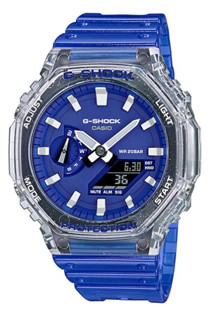 Casio G-Shock นาฬิกาข้อมือผู้ชาย สายเรซิ่น รุ่น GA-2100HC-2A - สีน้ำเงินใส
