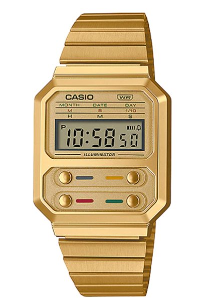 Casio Standard นาฬิกาข้อมือผู้หญิง สายสแตนเลส รุ่น A100WEG-9A  สีทอง