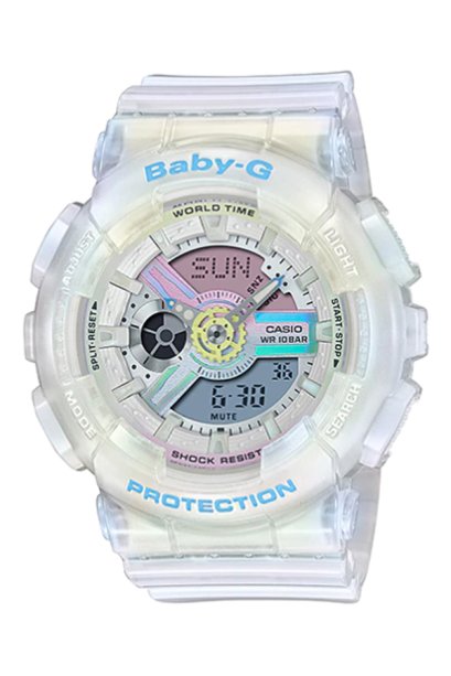 Casio Baby-G นาฬิกาข้อมือผู้หญิง สายเรซิ่น รุ่น BA-110PL-7A2- สีขาวใส