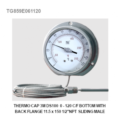 THERMO CAP 3M DS100 0-120 C/F BOTTOM WITH BACK FLANGED 11.5x150 1/2" NPT SLIDING MALE