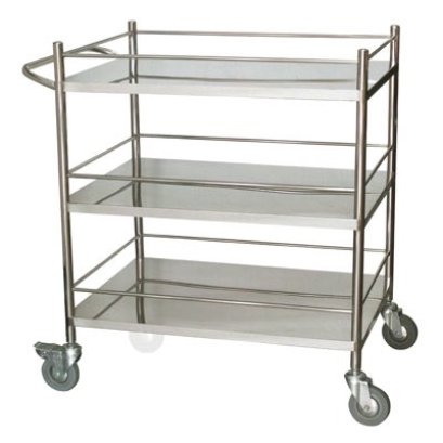 รถเข็นวางของหรือเก็บจานชาม 3 ชั้น มีราวกันหล่นพร้อมล้อ