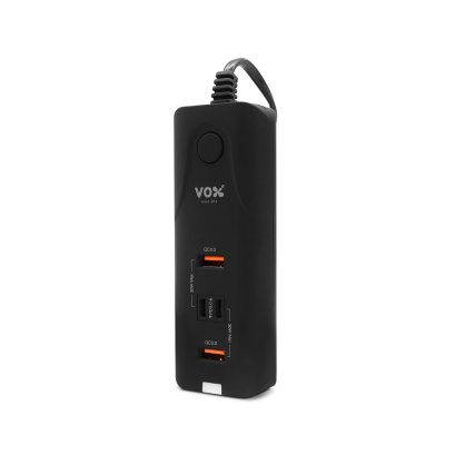 ว๊อกซ์ ปลั๊กตัวแปลง Mobile Plug Port USB-A และ TYPE-C จ่ายไฟสูงสุด 60W สีดำ