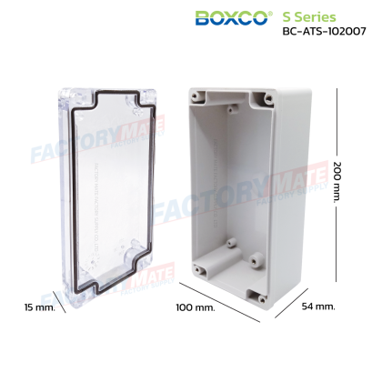 BC-ATS-102007 Boxco กล่องพลาสติกกันน้ำฝาใส IP66/67