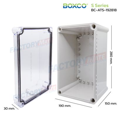 BC-ATS-192818 Boxco กล่องพลาสติกกันน้ำฝาใส IP66/67