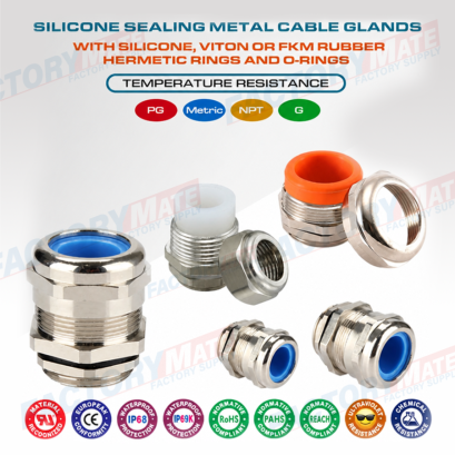 IP68 Waterproof Stainless Steel NPT Electrical Cable Glands with Silicone (Viton, FKM) Sealing Rings