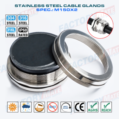 M150x2 Metric Cable Gland Stainless Steel 316, Cable Gland IP68 Stainless Steel 316L Waterproof Connector Inox 304