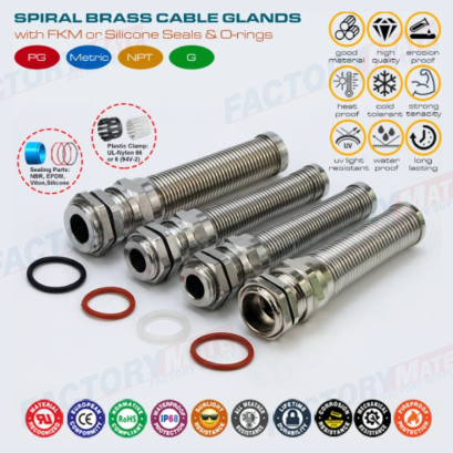 M20 Metallic Flexible Cable Gland, Waterproof IP68 Brass Cable Gland Connector with Anti-flexure Guard for 6-12mm Wire