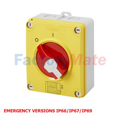 ISOLATOR - HP - EMERGENCY - ISOLATING MATERIAL BOX - 16A-160A- LOCKABLE RED KNOB - IP66/67/69
