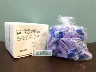 เข็มเจาะเลือด Dura Safety Lancet 30G (สีม่วง) (100ชิ้น/กล่อง)