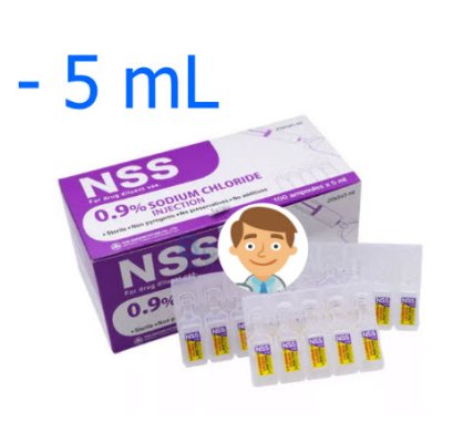 น้ำเกลือกระเปาะ NSS Sodium Chloride 0.9% (5 mL) ไทยนคร (1 กระเปาะ)