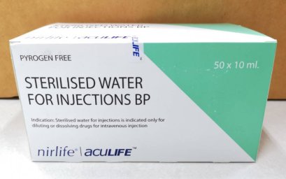 น้ำกลั่น Sterile Water 10 mL - Nirlife Aculife เกรดดี (50กระเปาะ/กล่อง)