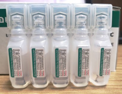 น้ำกลั่นปราศจากเชื้อใช้ภายใน Sterile Water Amanta 5 mL (50กระเปาะ/กล่อง)