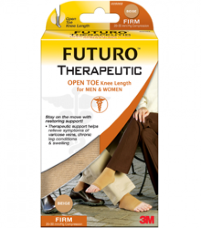 ถุงน่องเส้นเลือดขอด ระดับเข่า เปิดปลายเท้า Futuro แรงบีบ 20-30 mmHg สีเนื้อ
