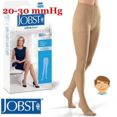 ถุงน่องเส้นเลือดขอด Jobst Ultra Sheer Waist เต็มตัว สีเนื้อ แรงบีบ 20-30 มม.ปรอท