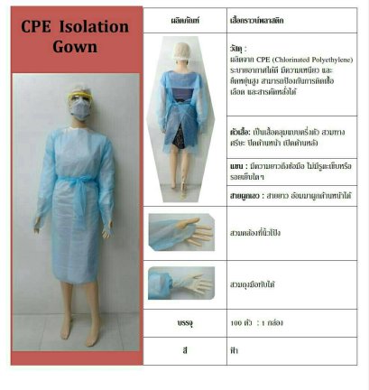 เสื้อกาวน์ CPE (คล้องนิ้วโป้ง)