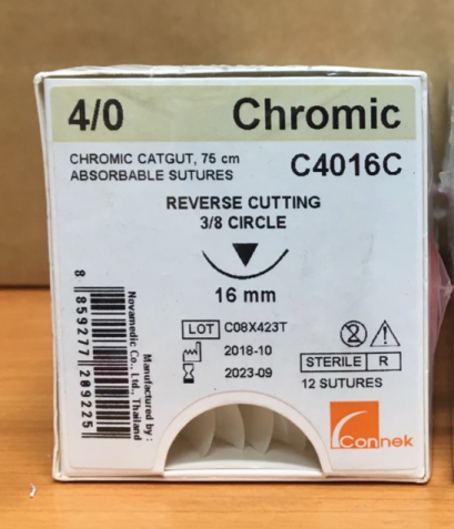 Connek Chromic 4/0 16mm 3/8 Cutting (C4016C) (12/กล่อง) exp 09-2023