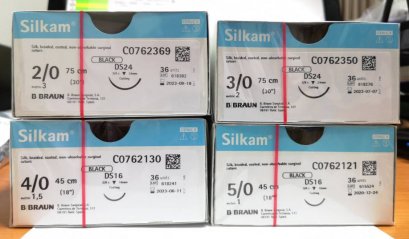 เข็มติดไหม Silkam BK 5/0 45cm DS16 (เข็มคัทติ้ง) (exp09-2023)