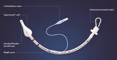 ท่อช่วยหายใจ Endotracheal Tube TaperGuard - Shiley พร้อม stylet ในตัว