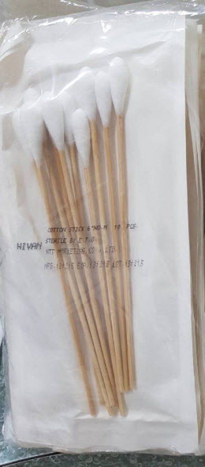 ไม้พันสำลีสเตอไรด์ 10 ก้าน/ซอง